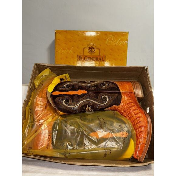 Cowboy Rodeo Boots Exotic Leather Orange Genuine Croc Tail Men’s 6 - Picture 2 of 8